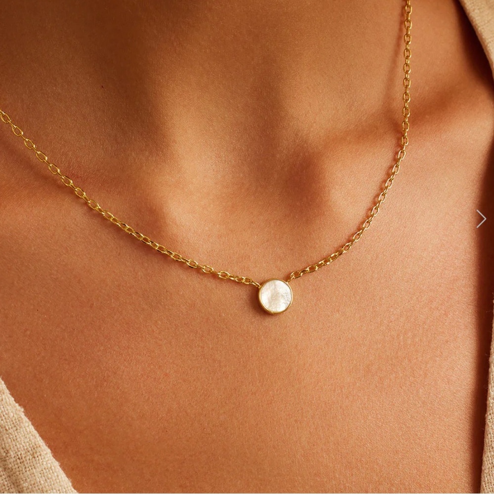 NWT Gorjana Rose Marble Coin Necklace, gold